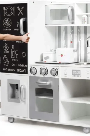 Cucina Giocattolo per Bambini, Cucina per Bambini con Suoni, Lavagna, Lavello, Piano Cottura e Vari Scomparti, 3 Anni+ Nuovo Arrivo