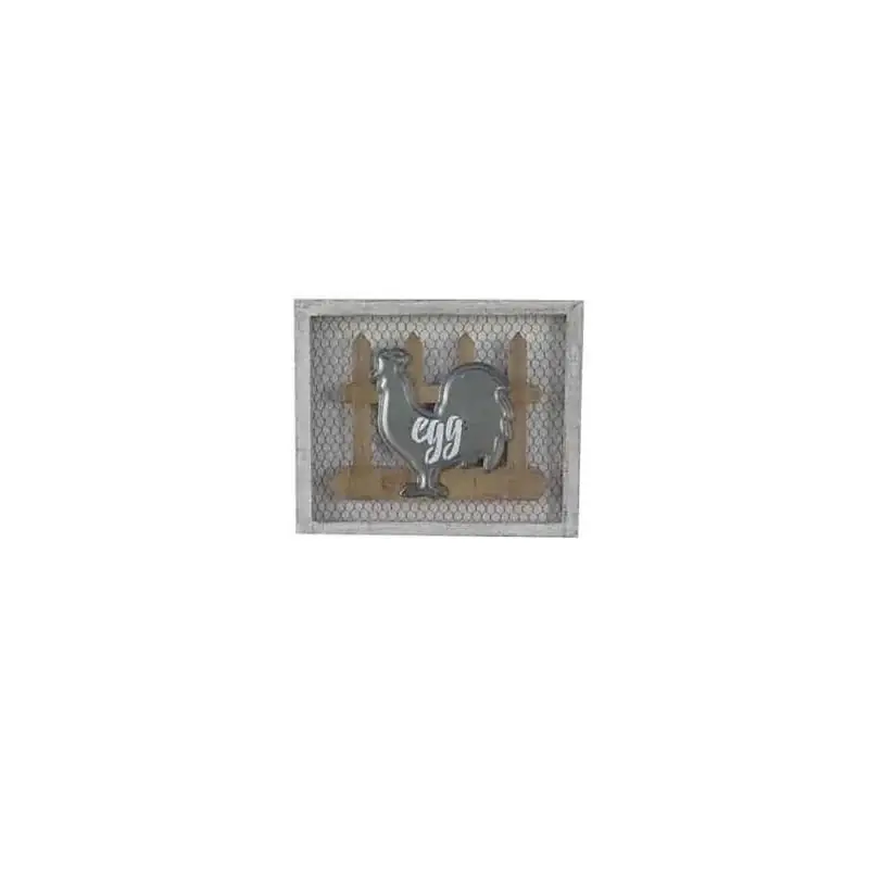 Quadro legno metallo gallina egg cm 46x38x3 Offerta Lampo